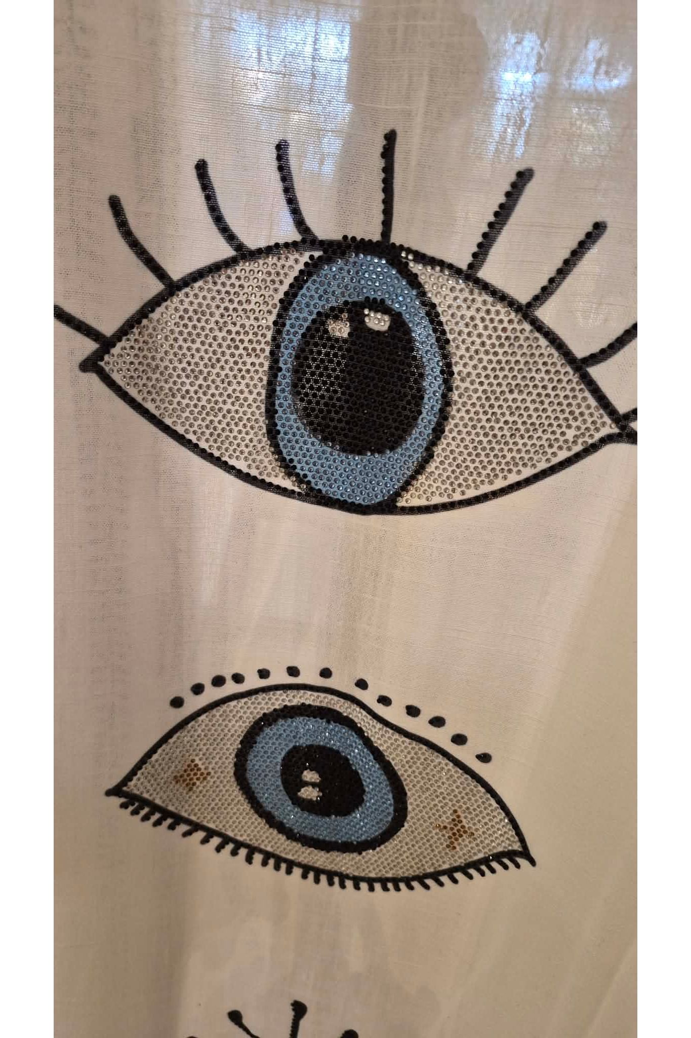 Bohemian kimono met eye print wit