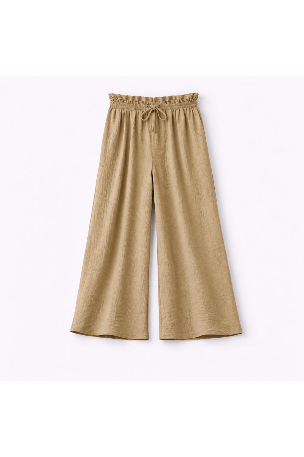 Luchtige broek in gewafeld katoen camel