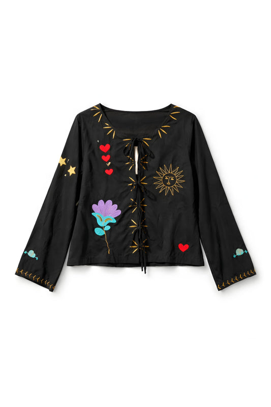 Bloes met striklint sluiting zwart