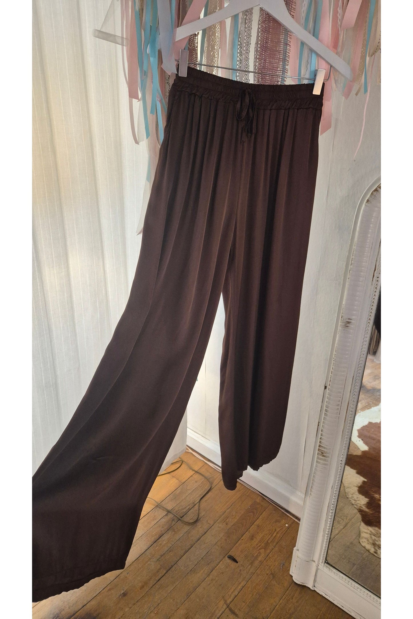 Broek Satijn Chocobruin