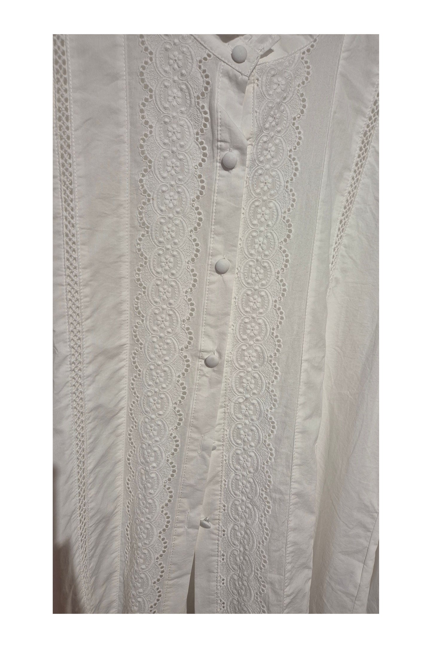 Witte Katoenen Blouse met Broderie