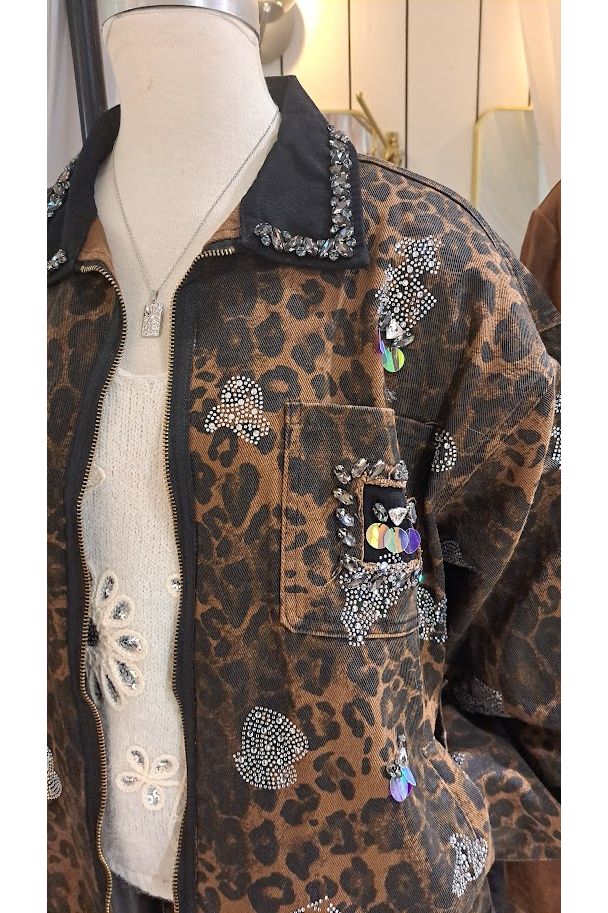 Luipaardvest met Strass & Steentjes