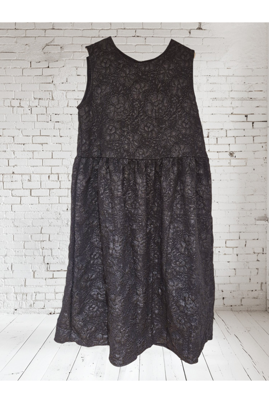 Mouwloze Jacquardjurk met Bloemen