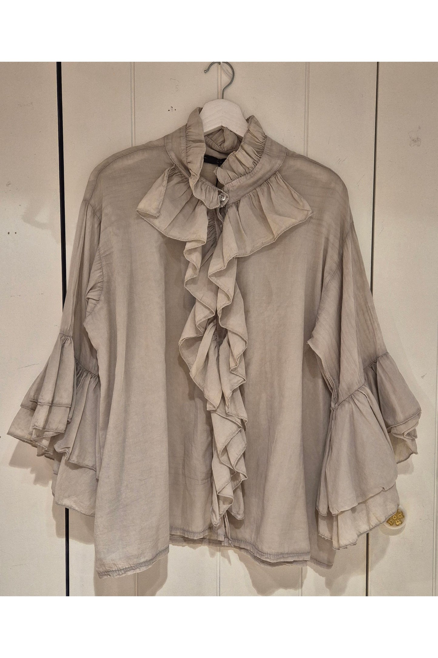 Ruffle Blouse Taupe