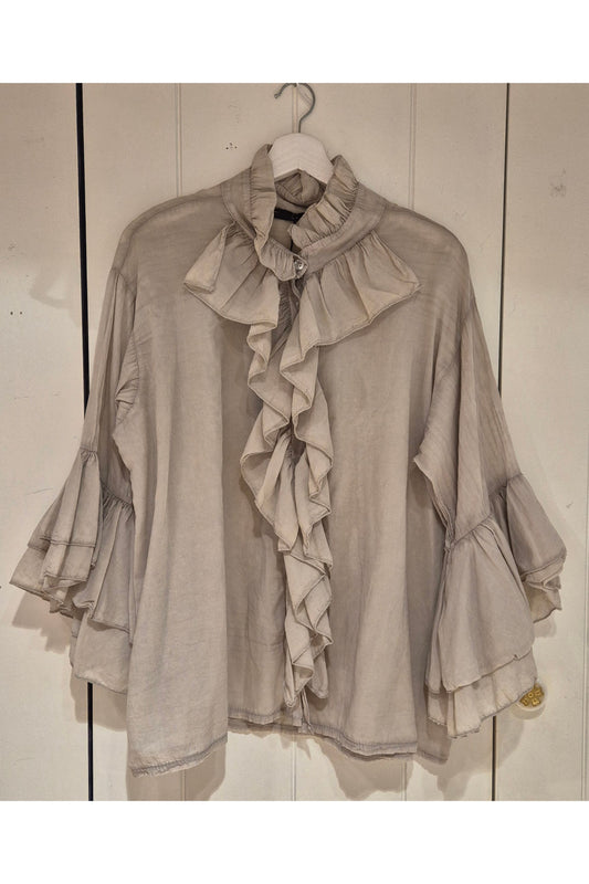 Ruffle Blouse Taupe