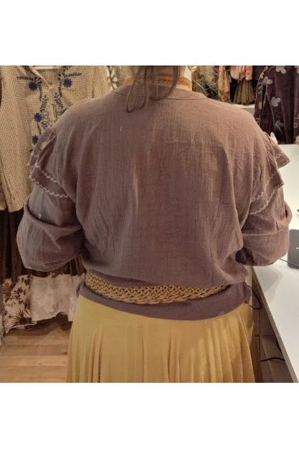 Boho Cross-Stitch Blouse Bruin