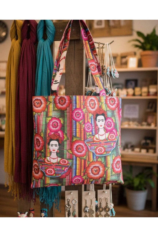 Boho Vintage-geïnspireerde Rood-Multi Frida Luxe Schoudertas