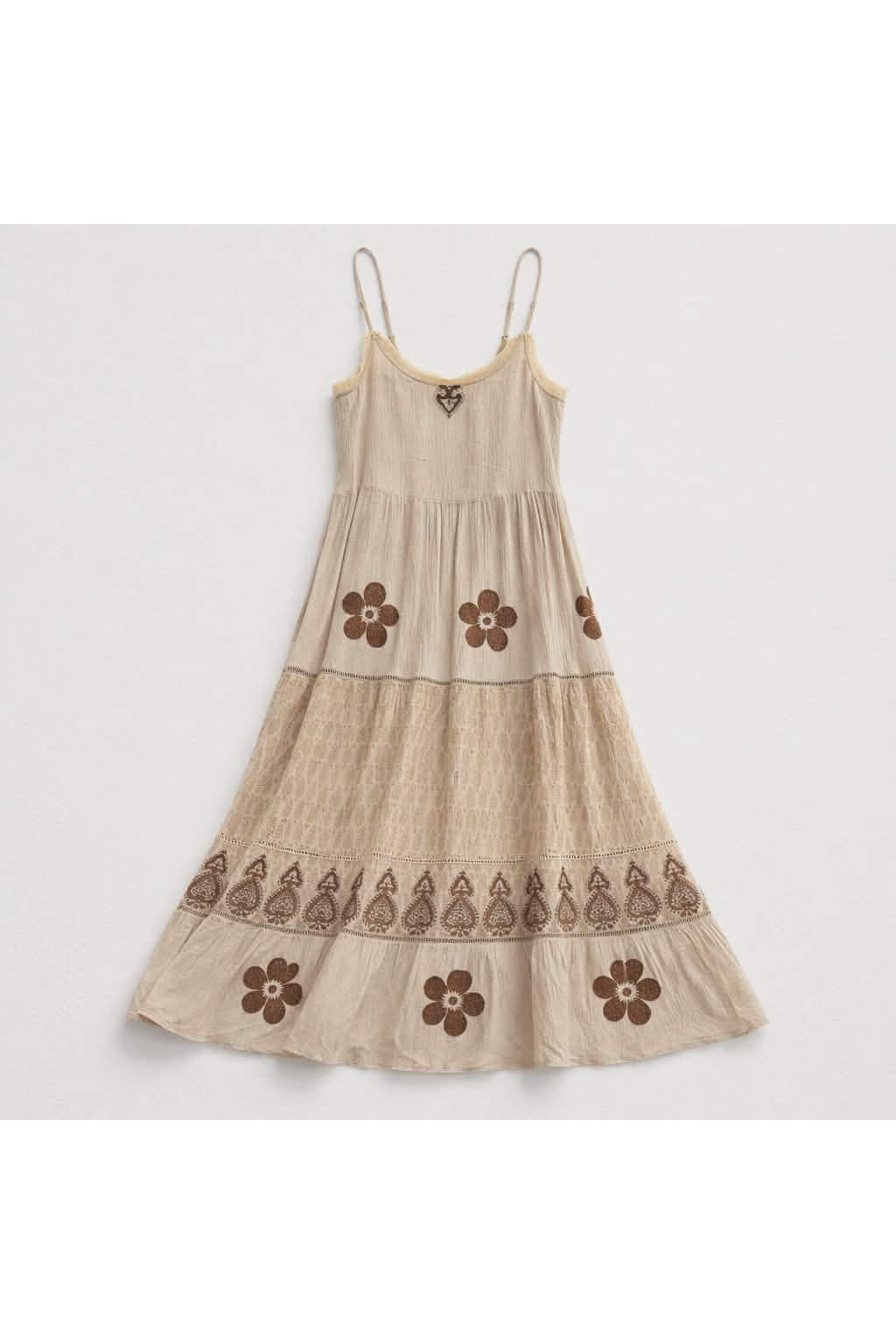 Bohemian Maxi Jurk Ecru met Bloemenprint
