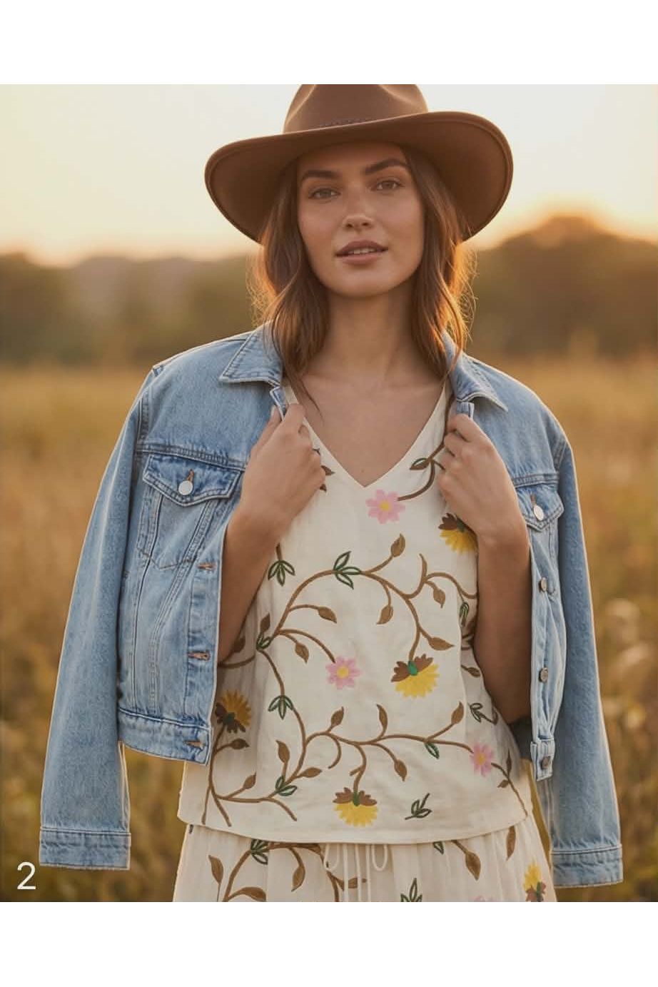 Boho top geborduurd