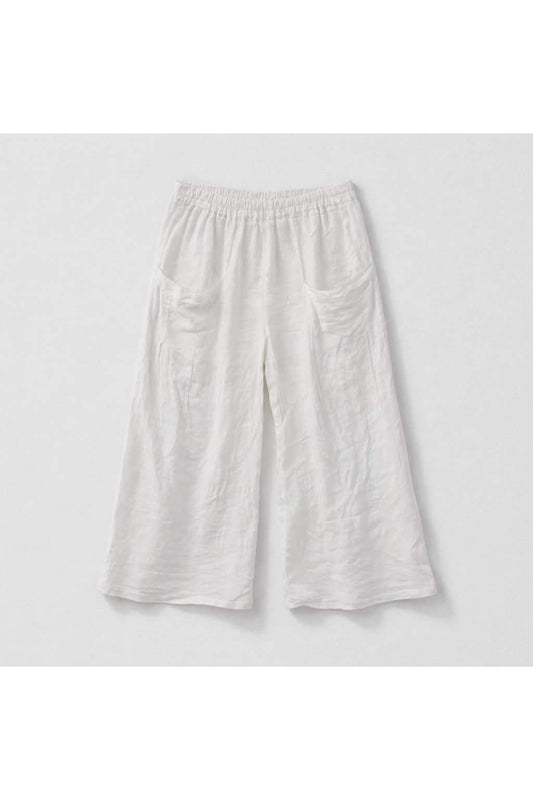 Linnen broek met grote zakken Wit