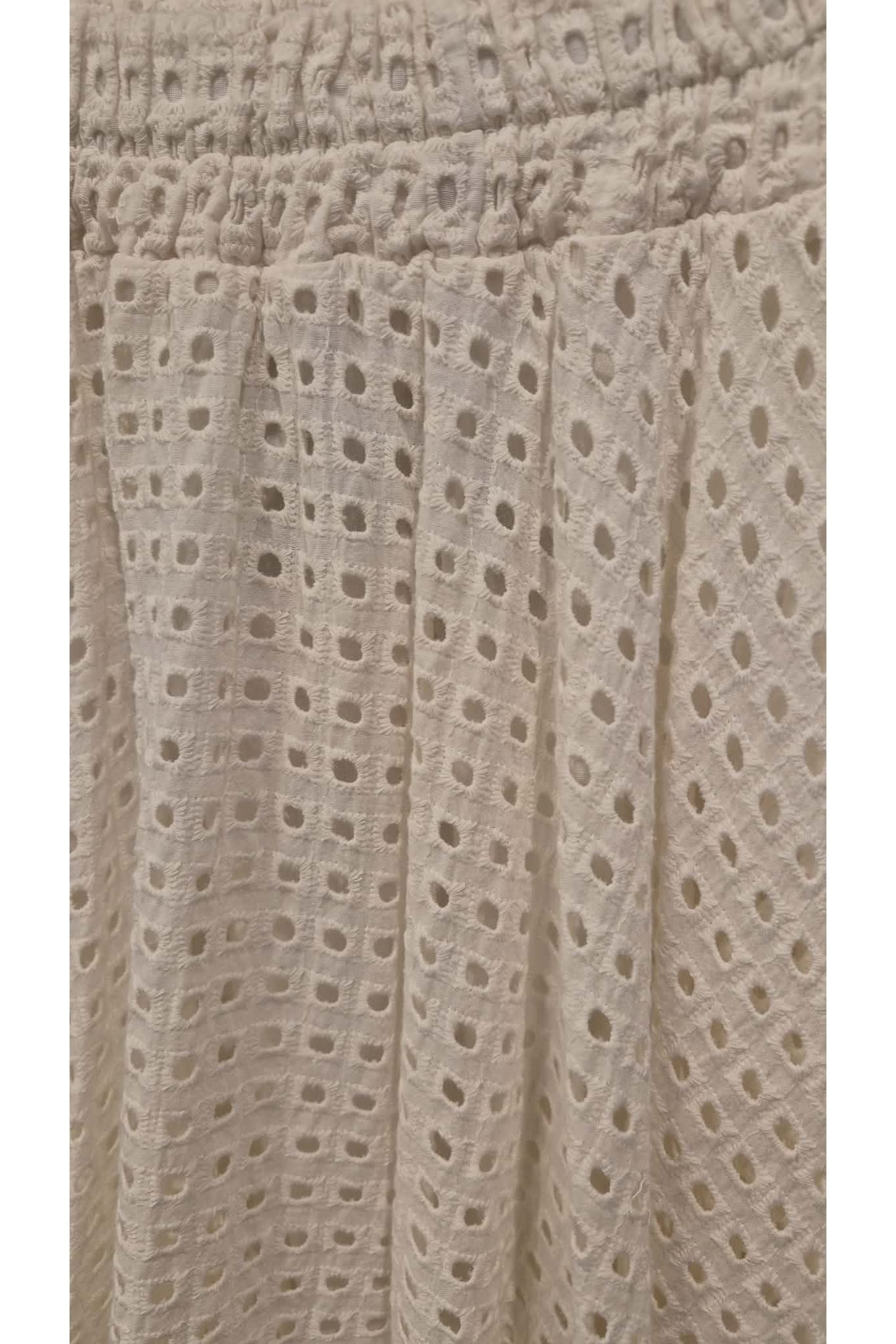 Luchtige katoenen rok met broderie crème