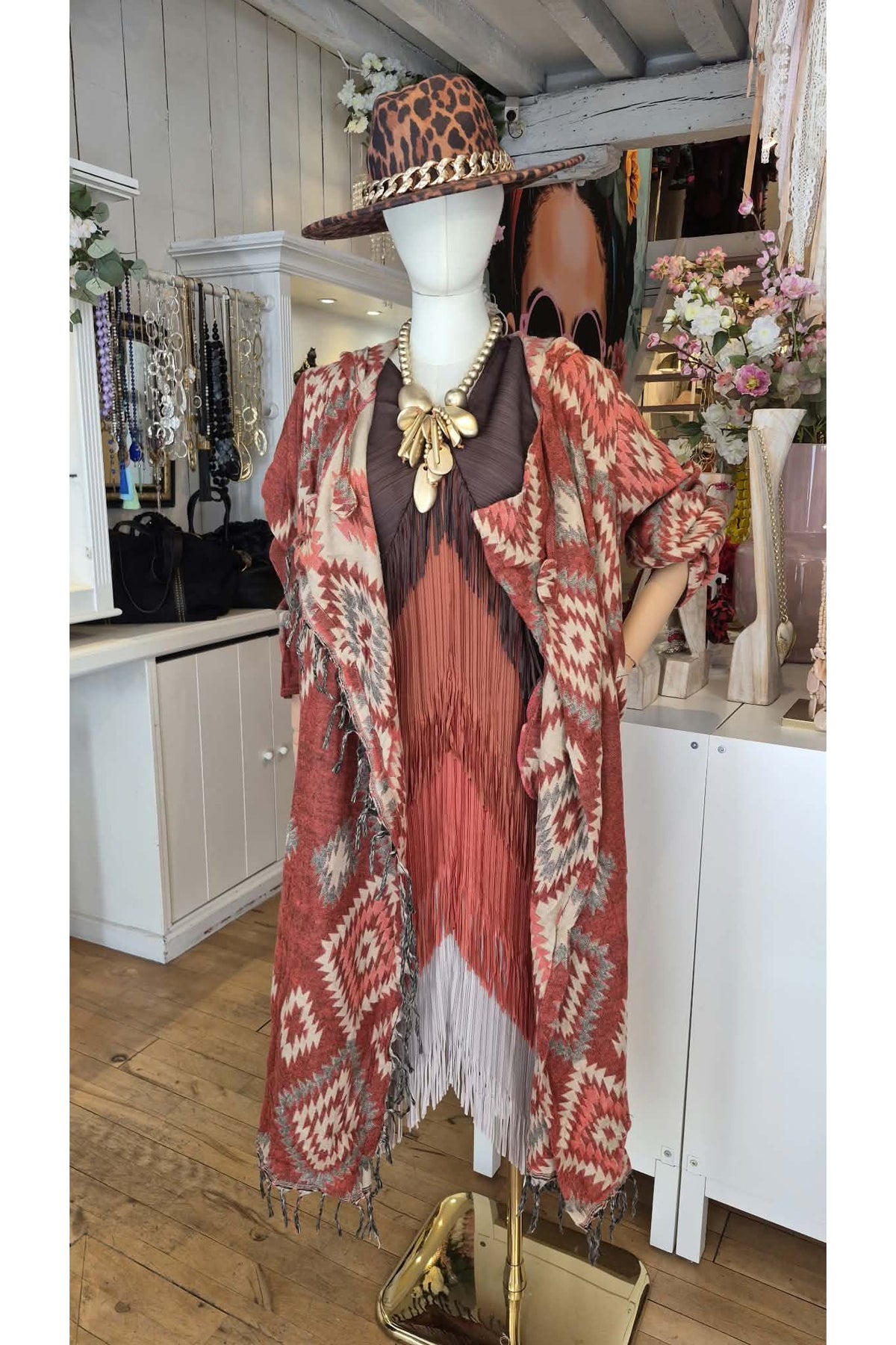 Fringe Statement Jurk Marron