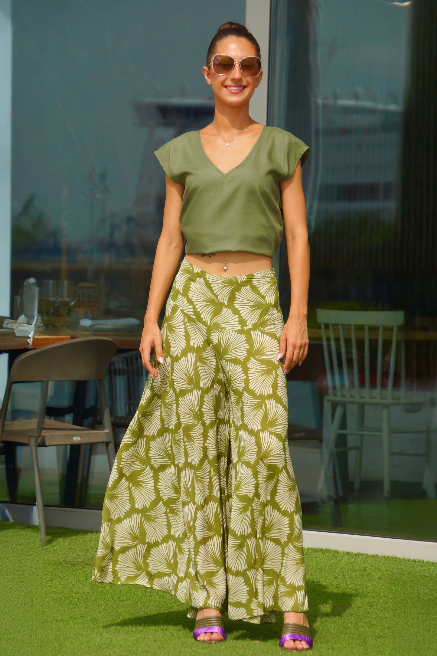 Wijde Broek Ginkgo Groen
