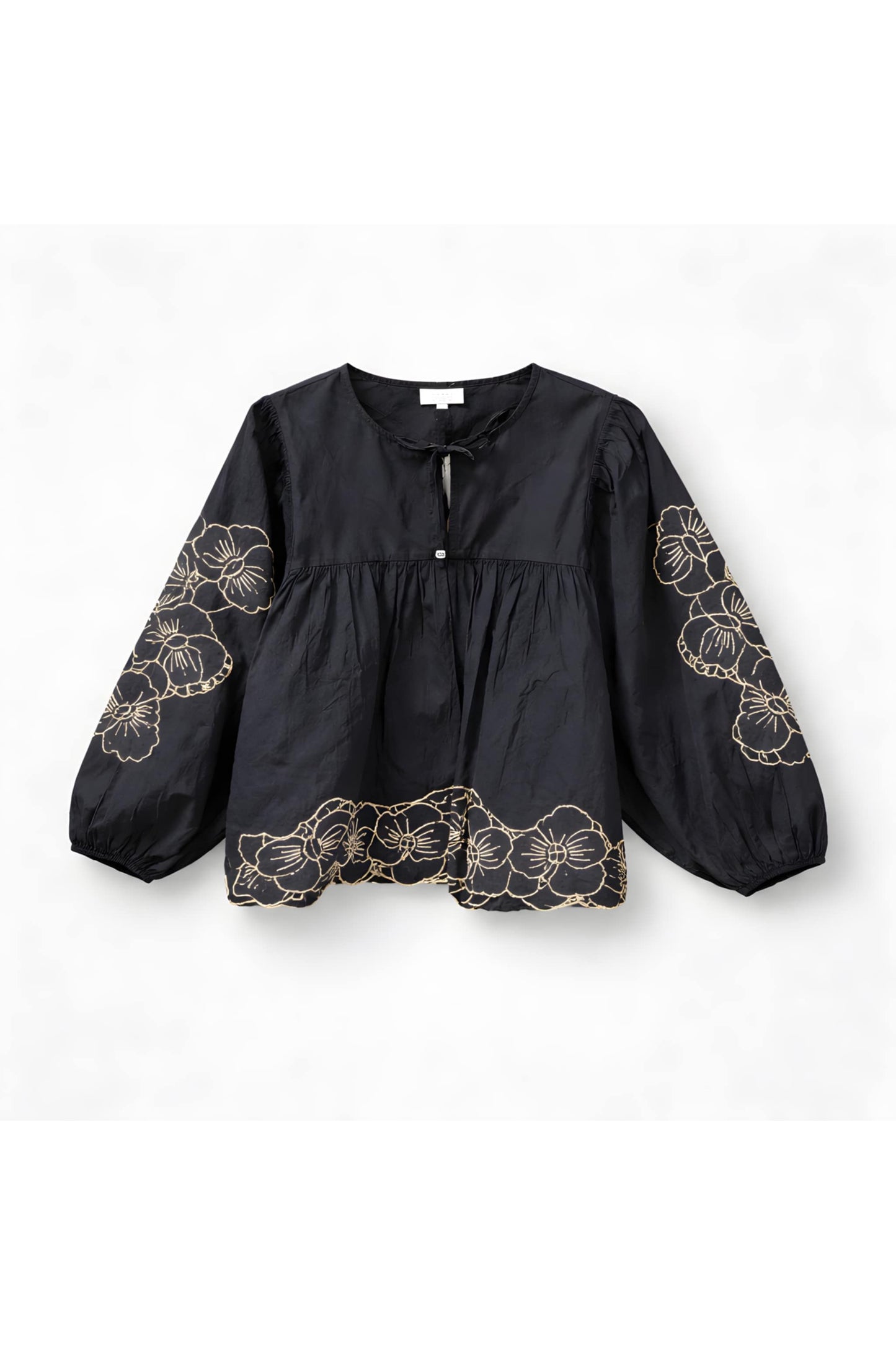 Embroidered cotton blouse – black