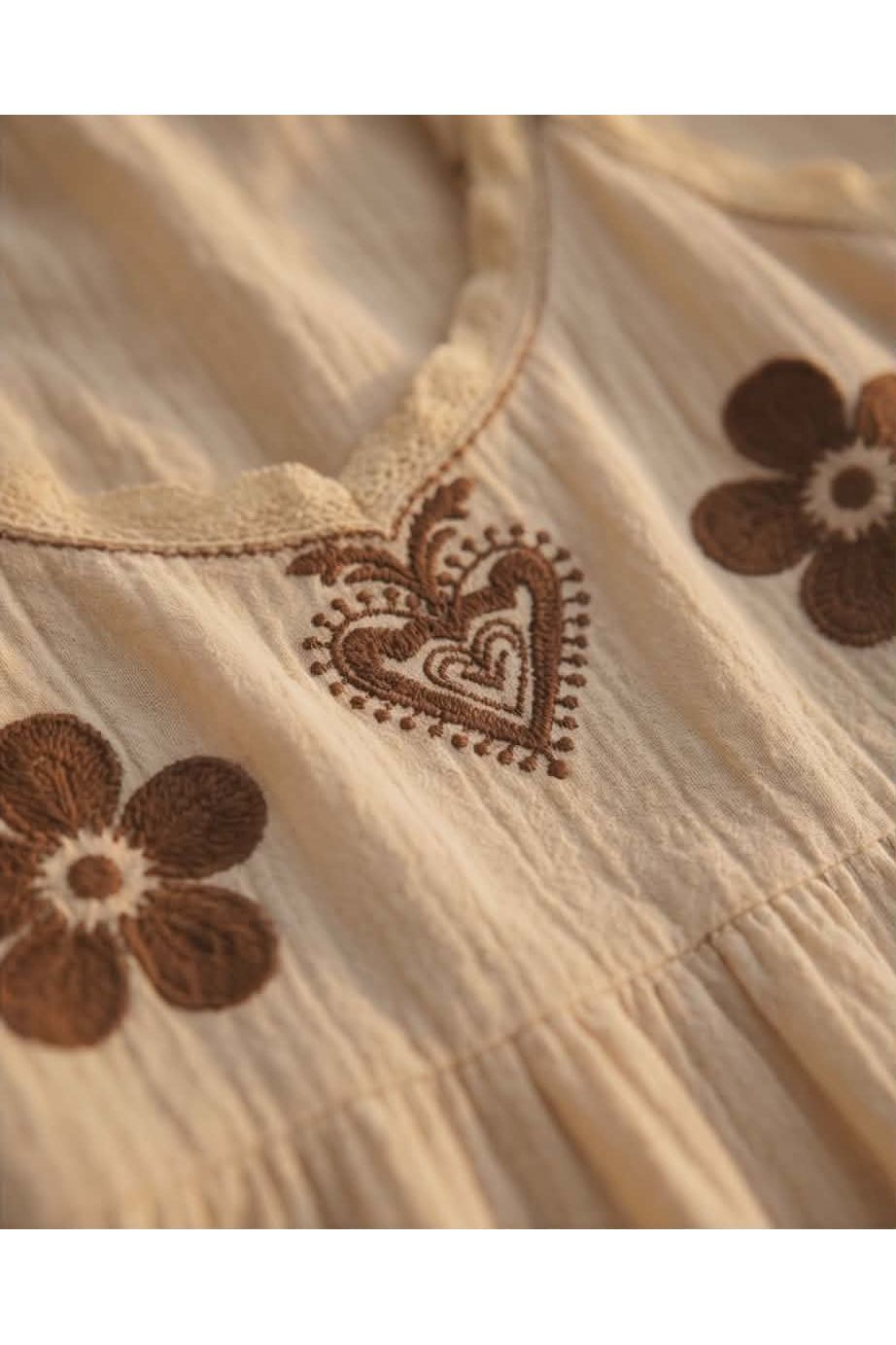 Bohemian Maxi Jurk Ecru met Bloemenprint