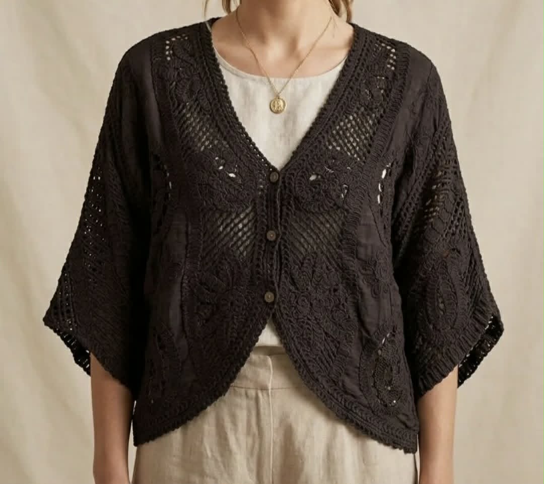 Boho Crochet Gilet Bruin