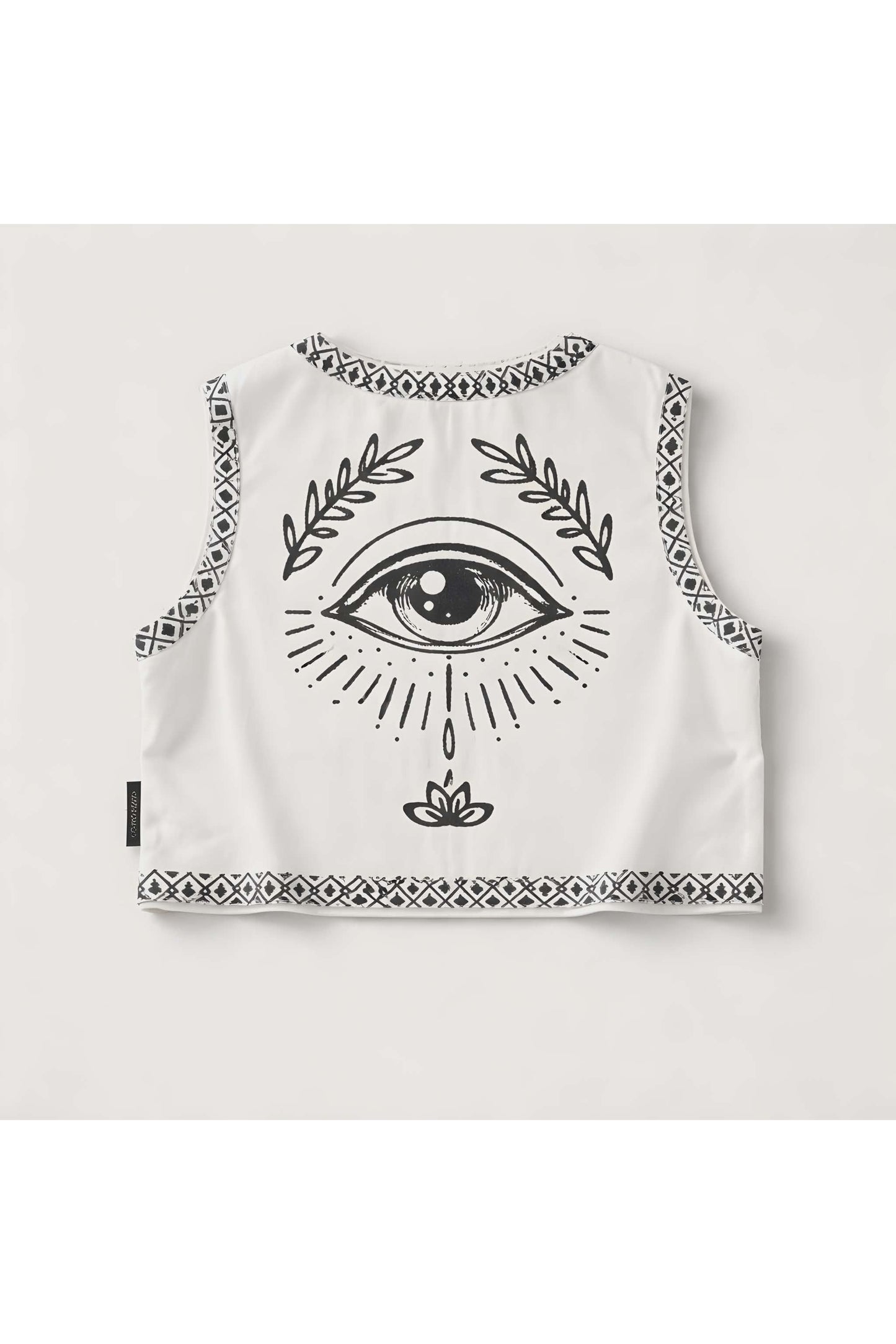 Boho gilet met eye print – off white/zwart