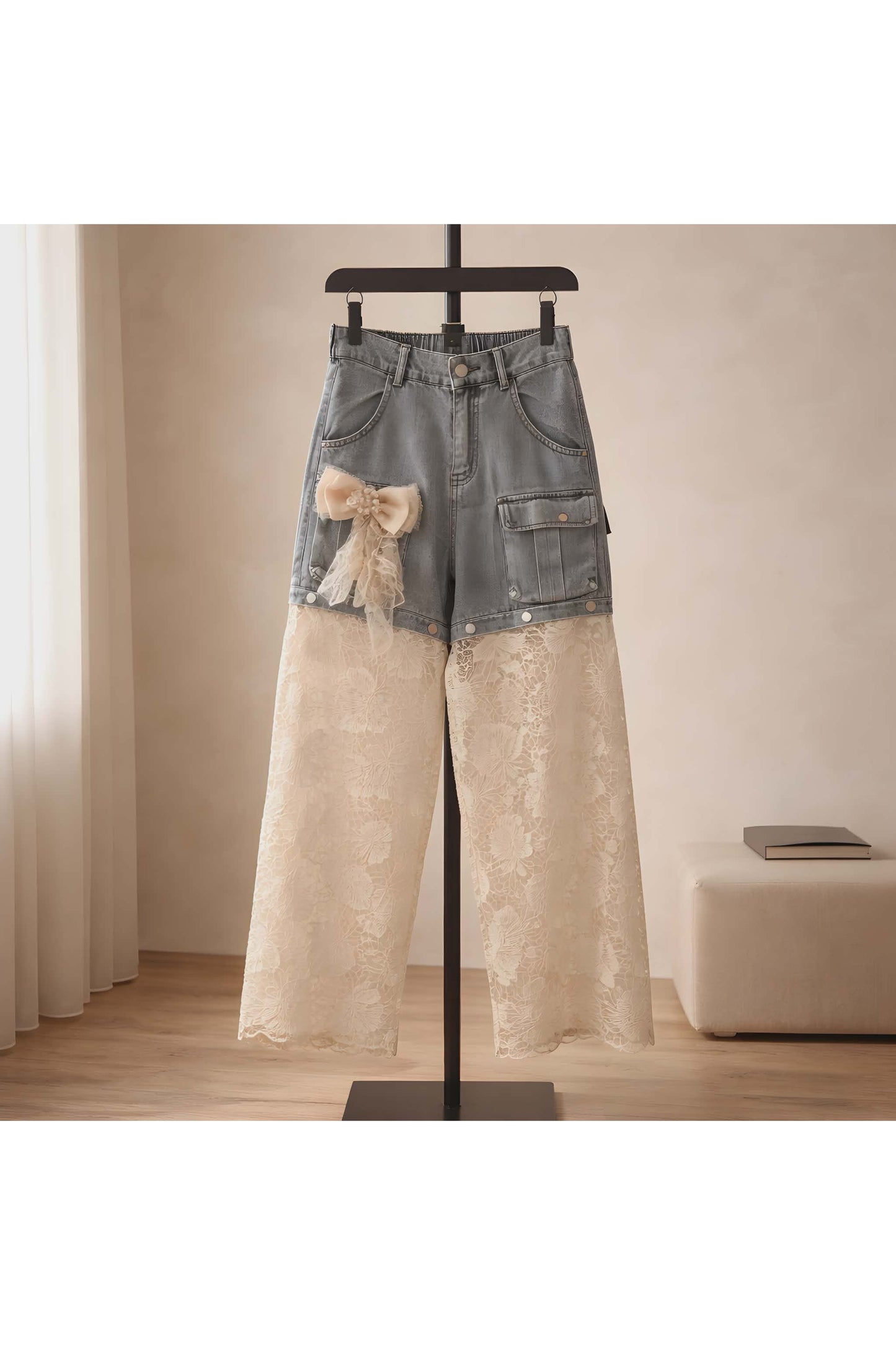 Denim & lace statement jeans