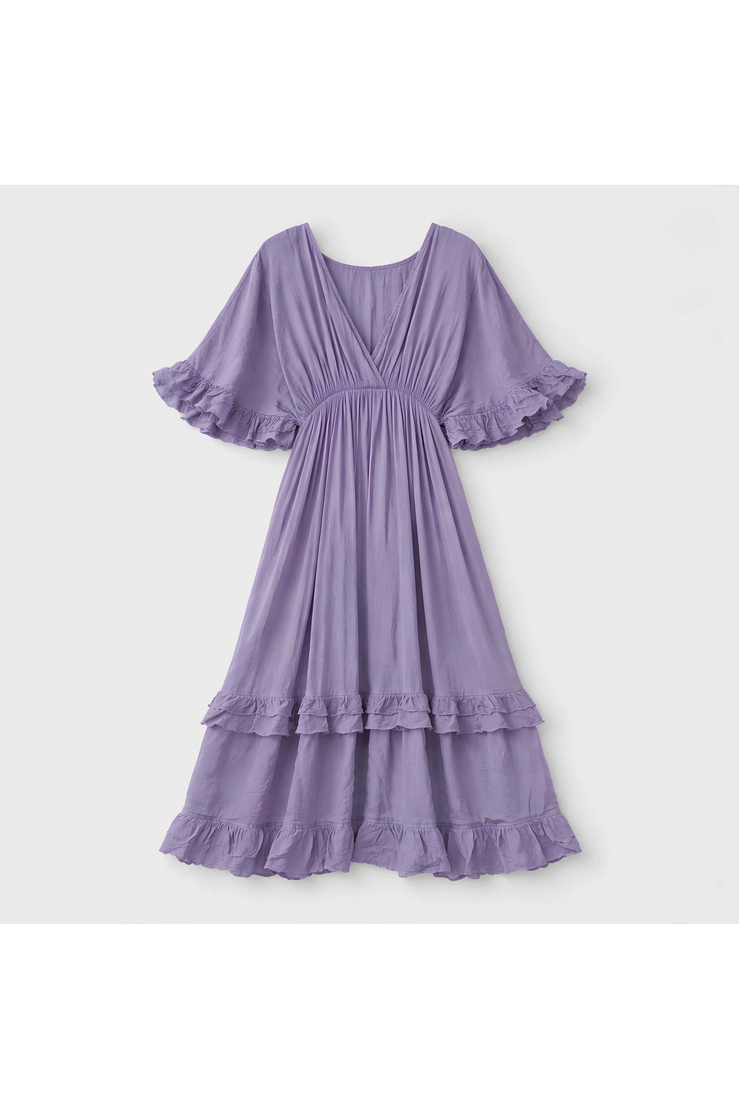 Lila boho maxi jurk met ruches