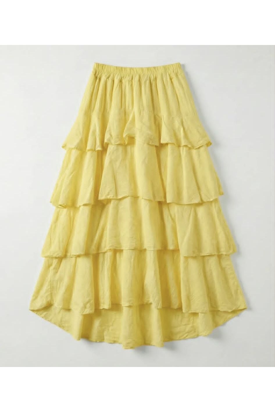 Bohemian Ruffle Maxi Rok Geel