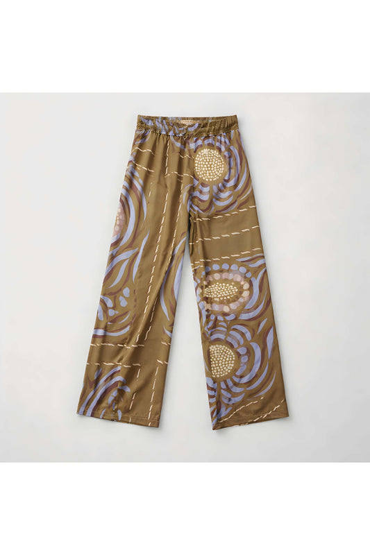 Broek kaki/lila