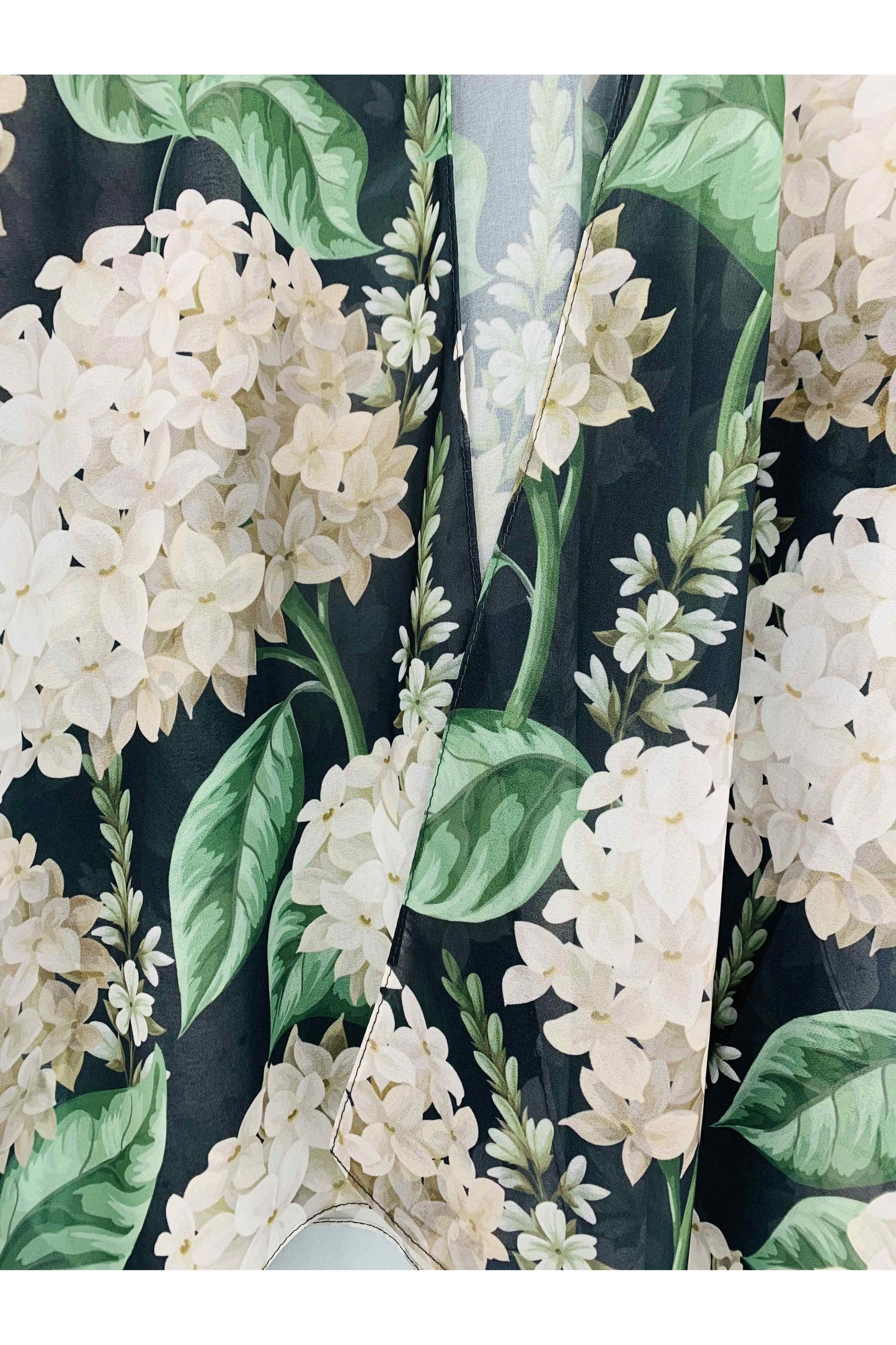 Beige-groene hortensia Kimono/cover up