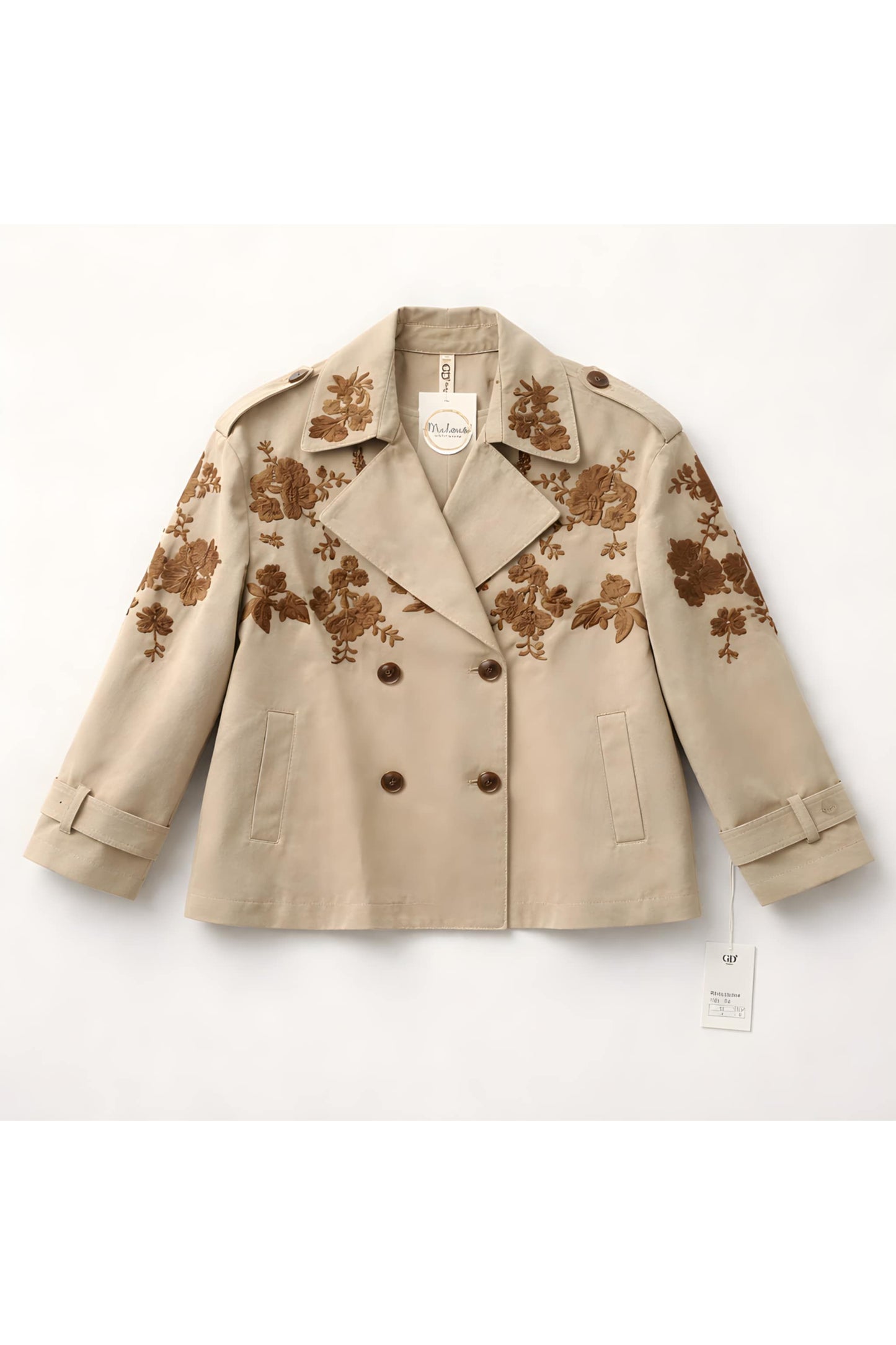 Geborduurd kort jasje met satijnen voering