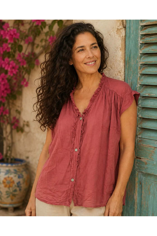 Boho ruffle bloes Framboos