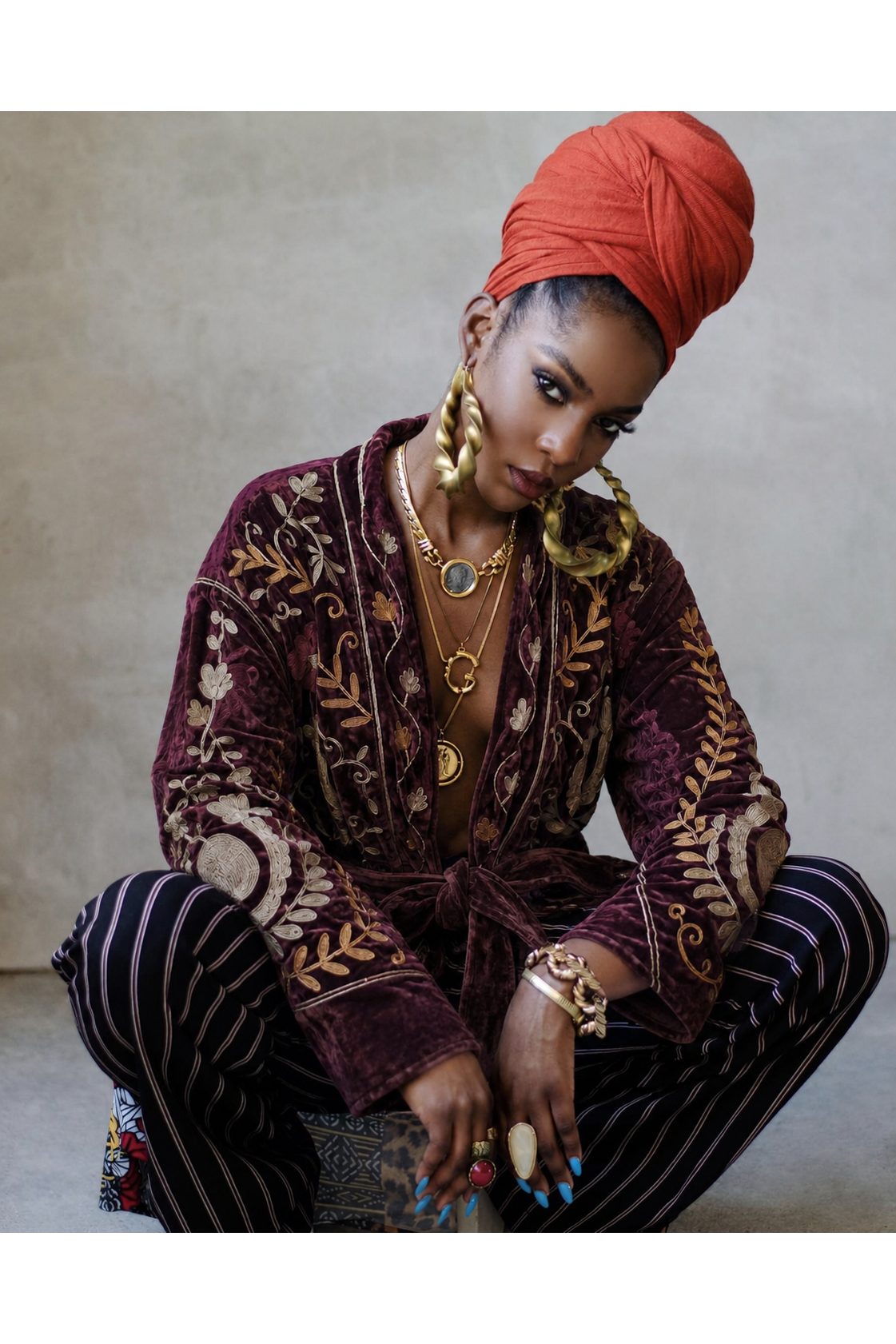 Boho Velvet Statement Jacket Aubergine