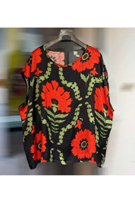 Boho Top Turquoise Zwart