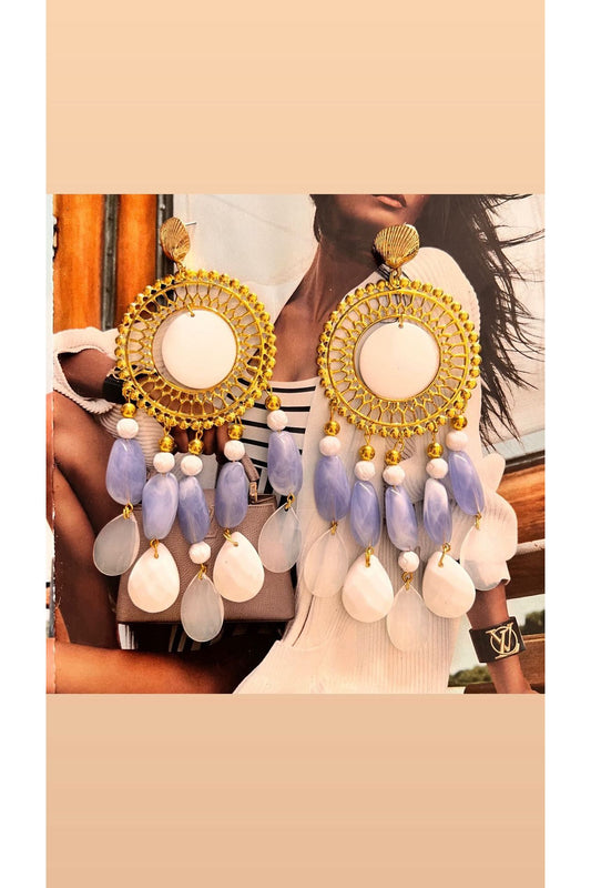 Oorbellen Grieks licht blauw/wit