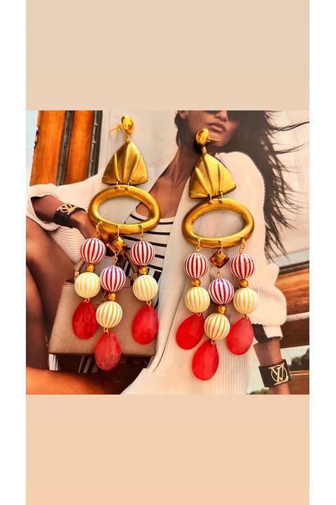 Oorbellen Grieks roze/multi color