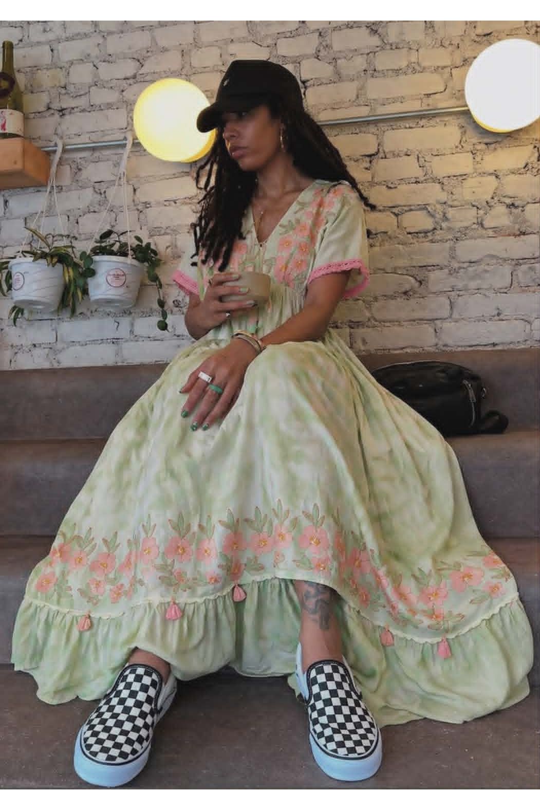 Blooming boho dress groen