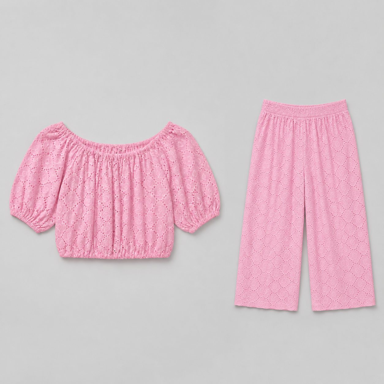 Bonbon Roze Broderie Broek