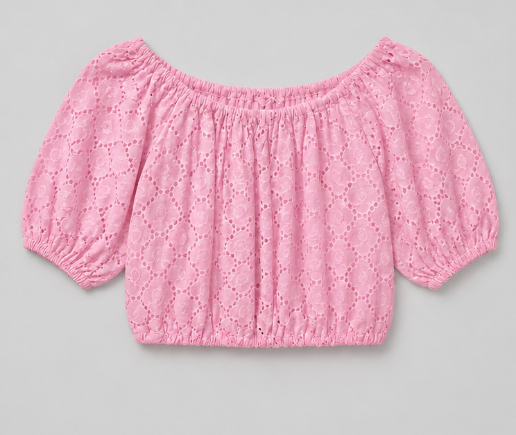Bonbon Roze Broderie Top