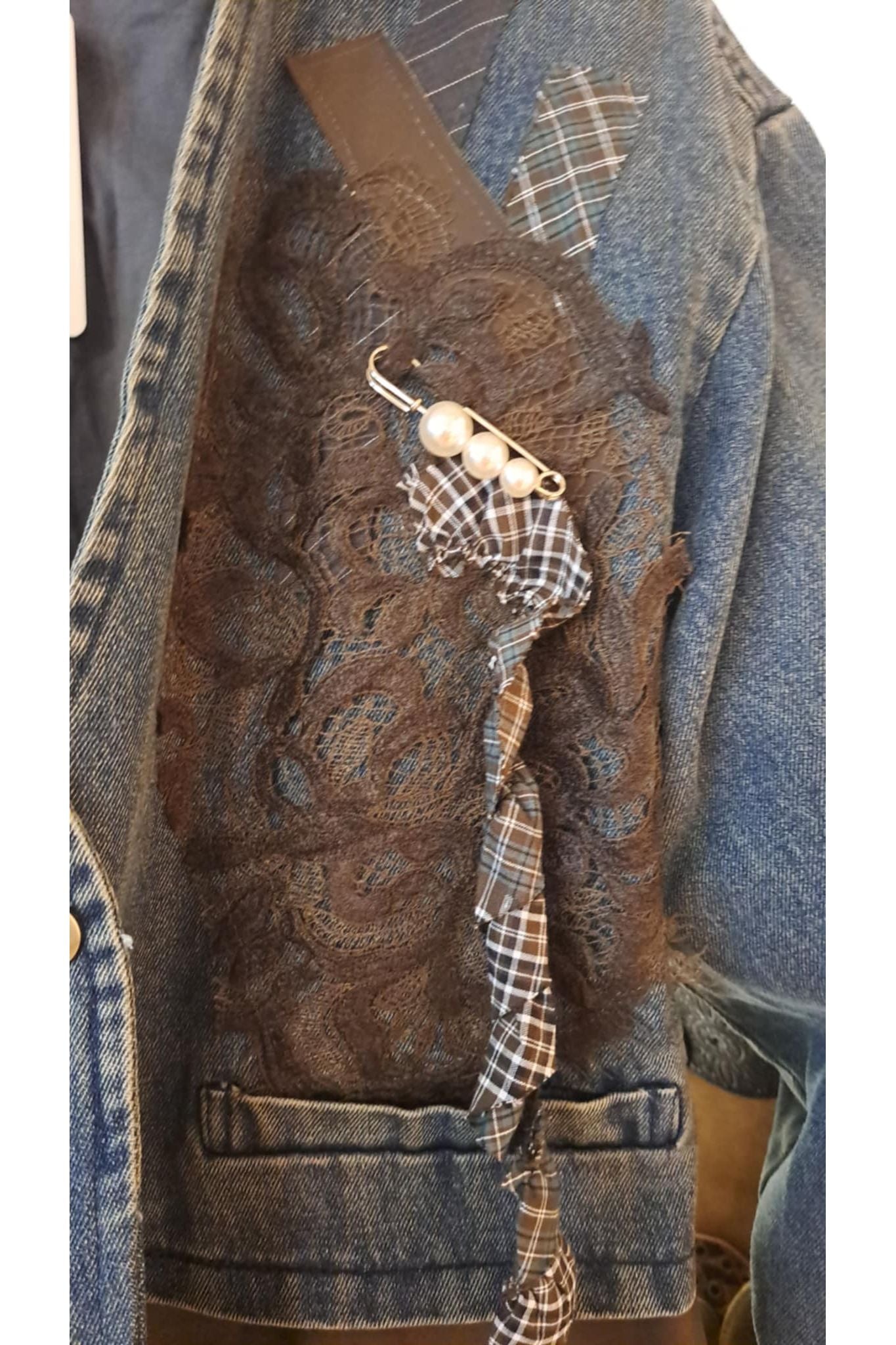 Denim mix jas "Art Patch"