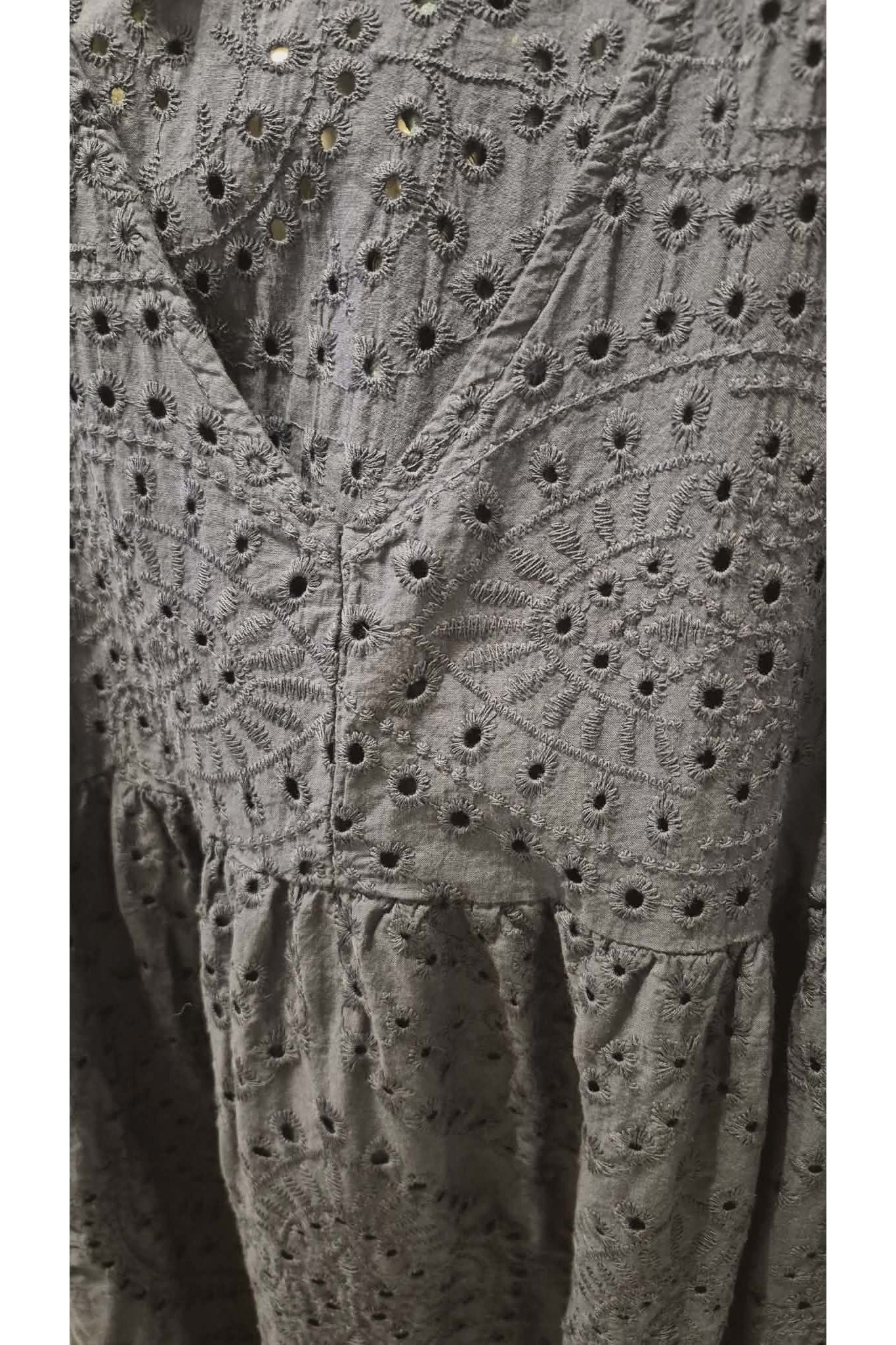 Broderie Maxi Jurk Zwart