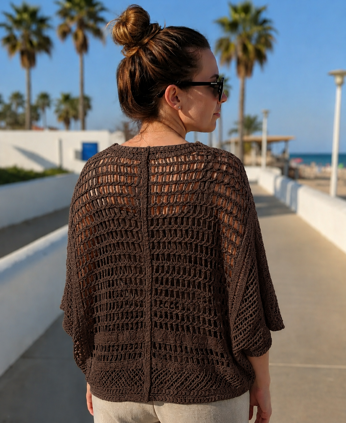 Boho Crochet Gilet Bruin