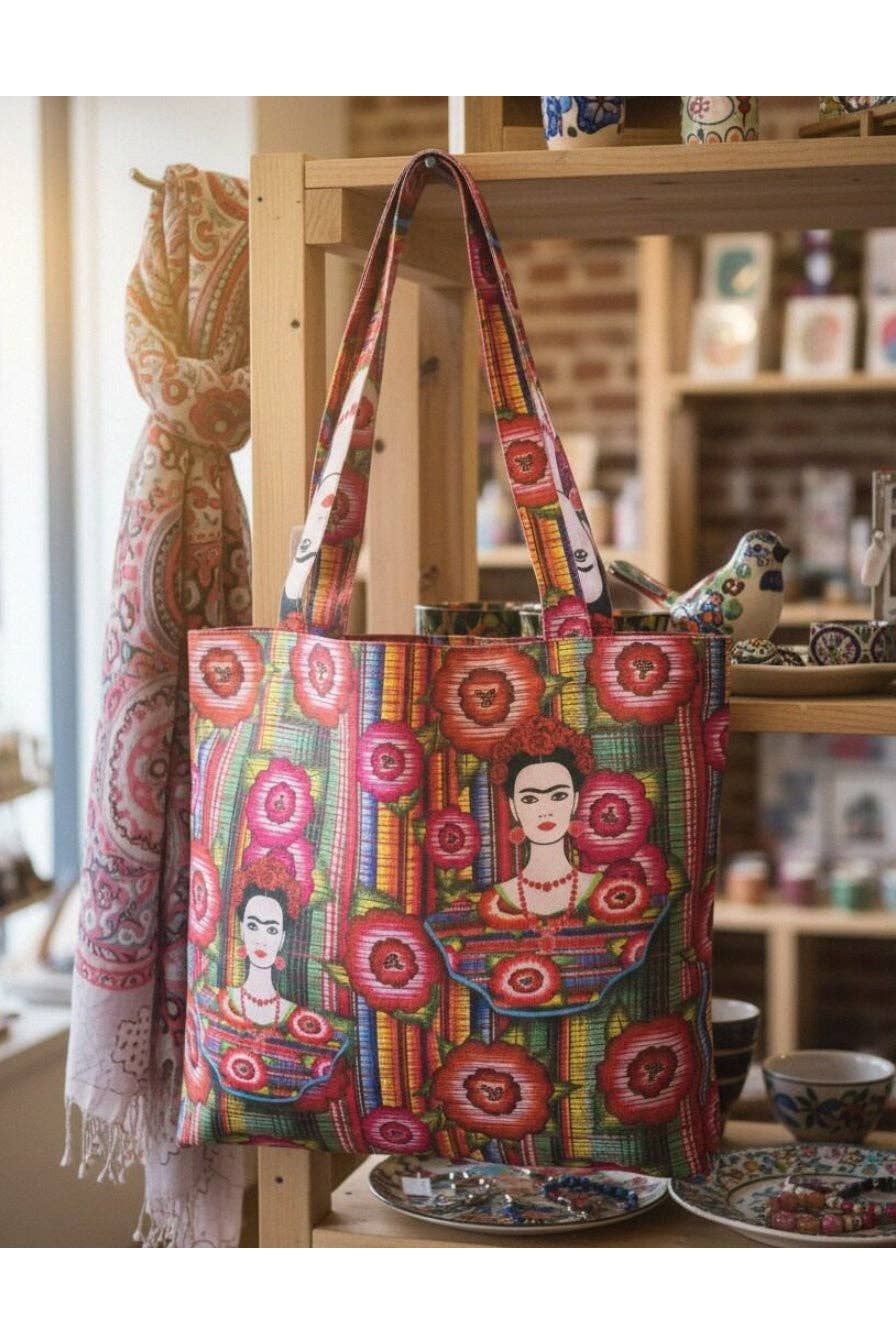 Boho Vintage-geïnspireerde Rood-Multi Frida Luxe Schoudertas