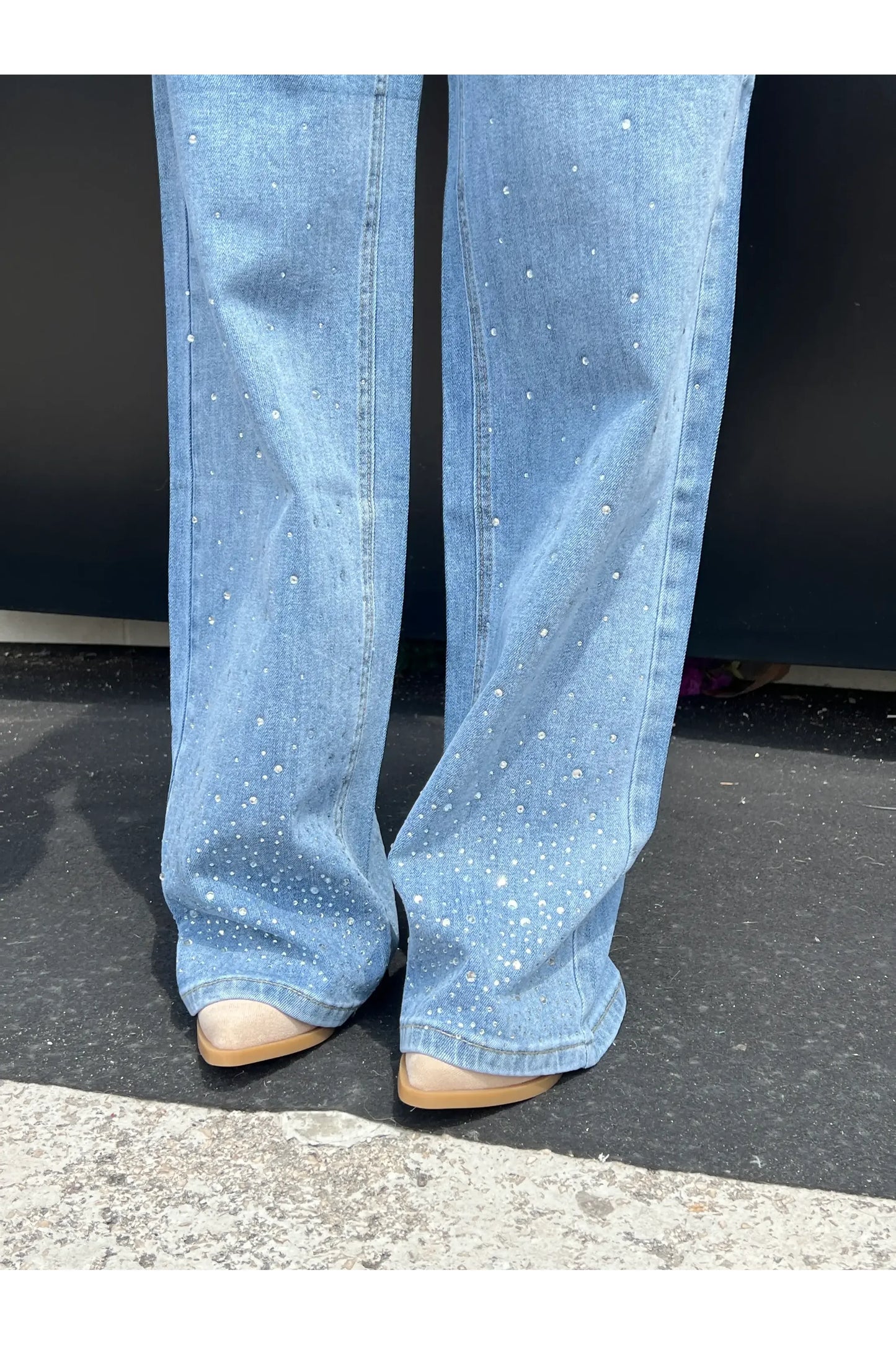 Lace & Sparkle Wide Leg Jeans