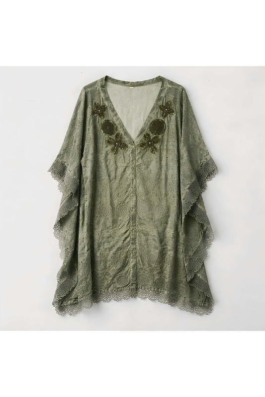 Tuniek met kant & borduursels groen