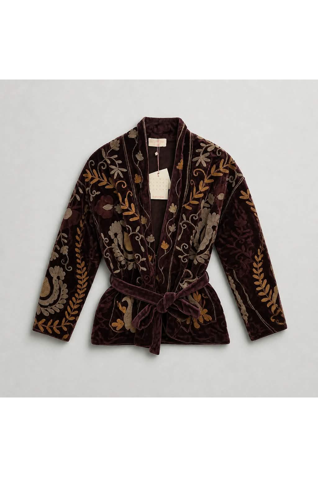 Boho Velvet Statement Jacket Aubergine