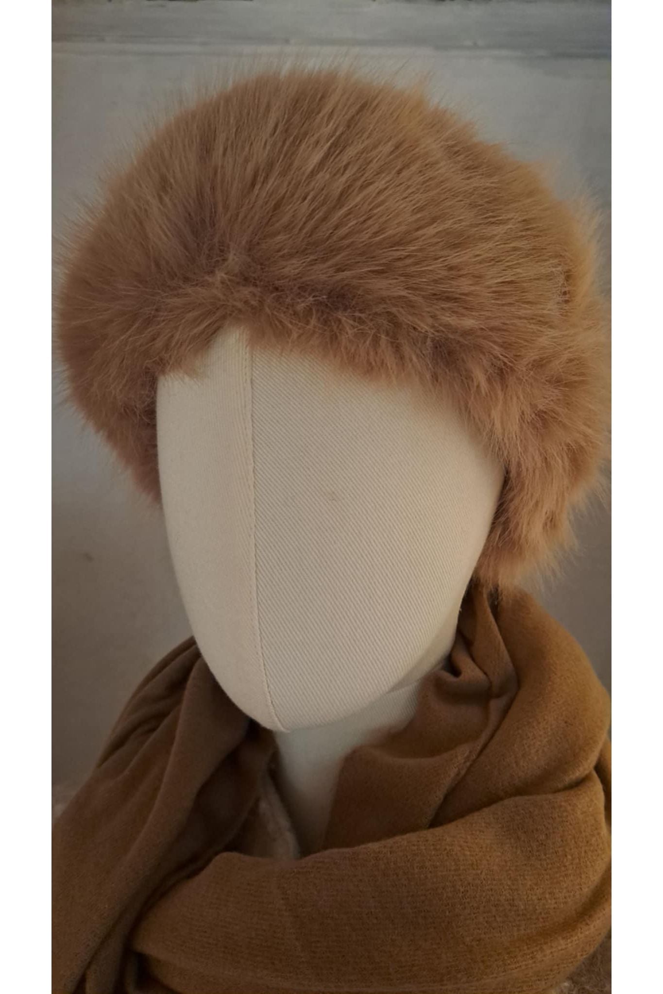 Haarband faux fur camel