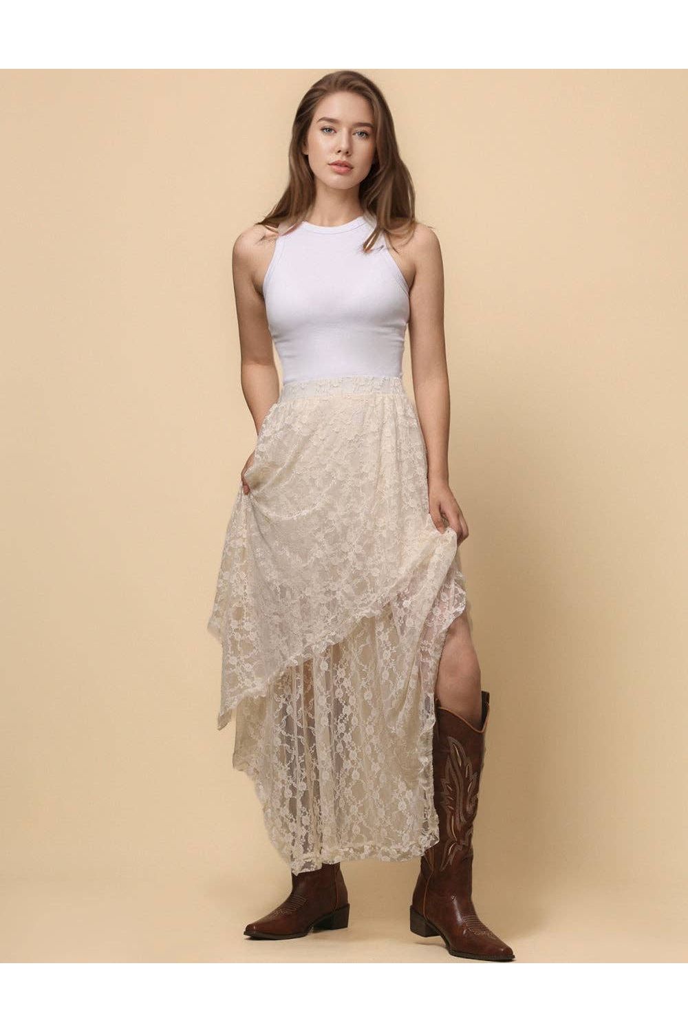 Bohemian Lace Midi Skirt