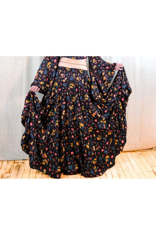Boho silk maxi rok Zwart