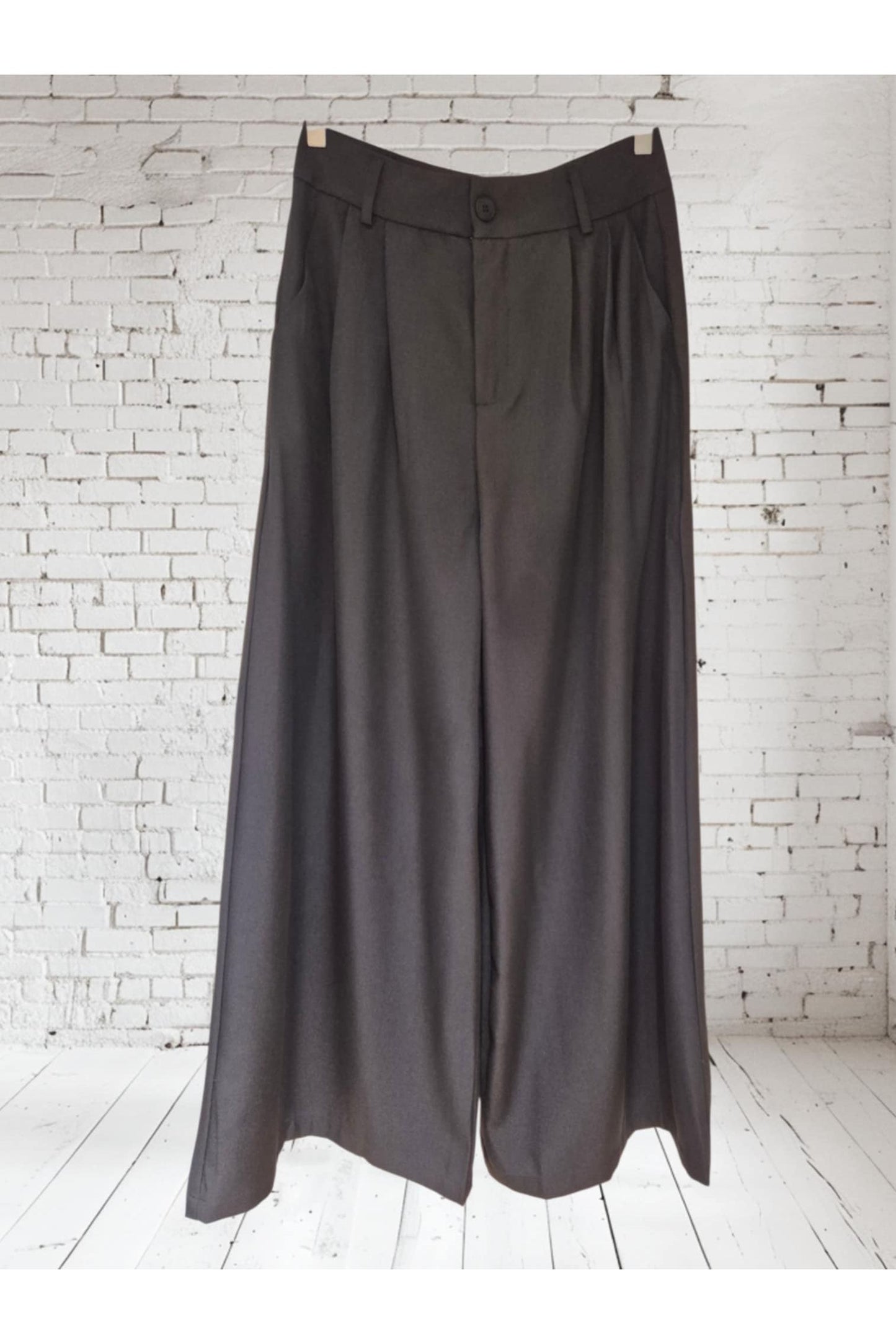 Wide Leg Broek-Zwart