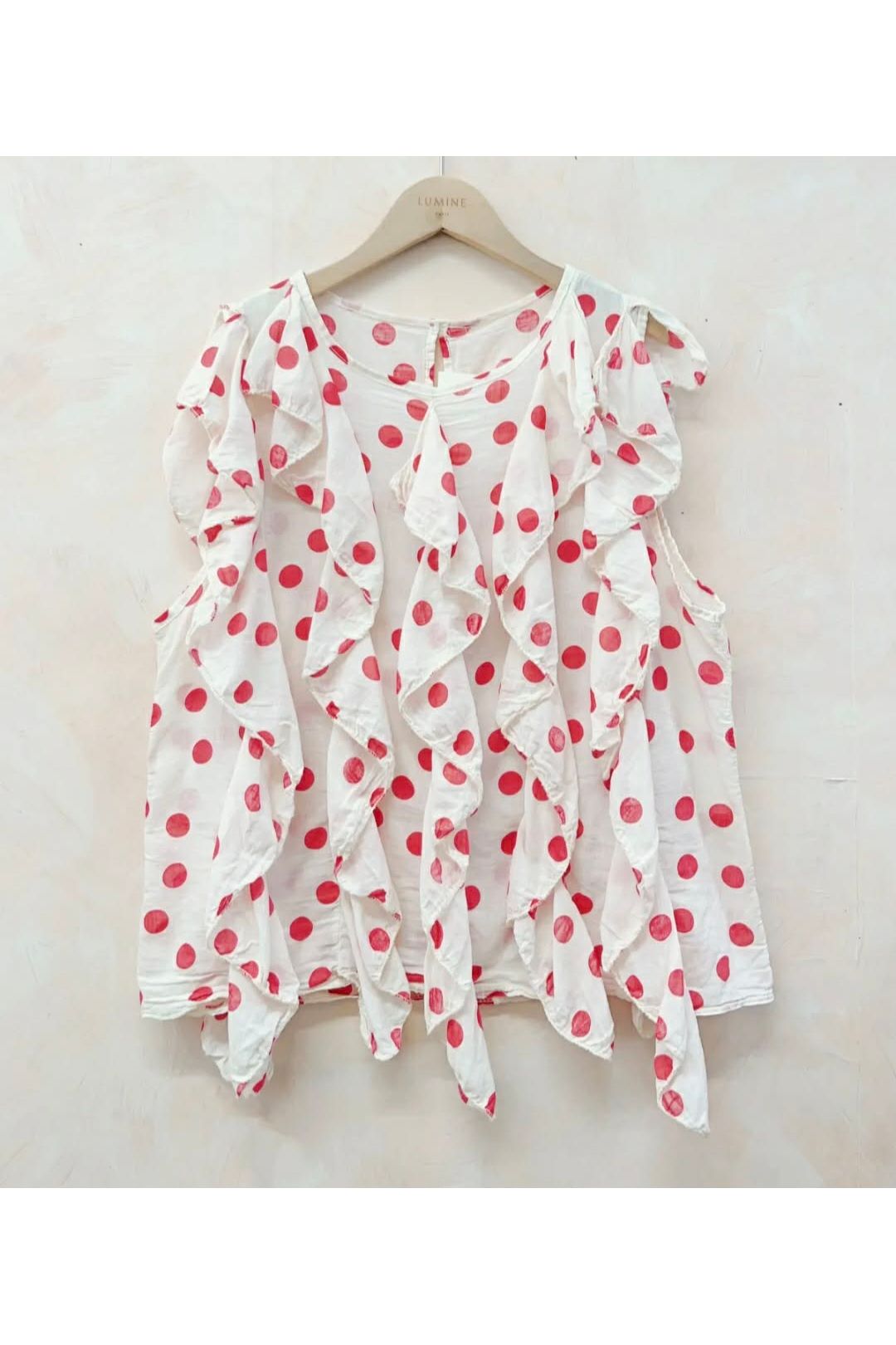 Top Ruffle Dots Rood