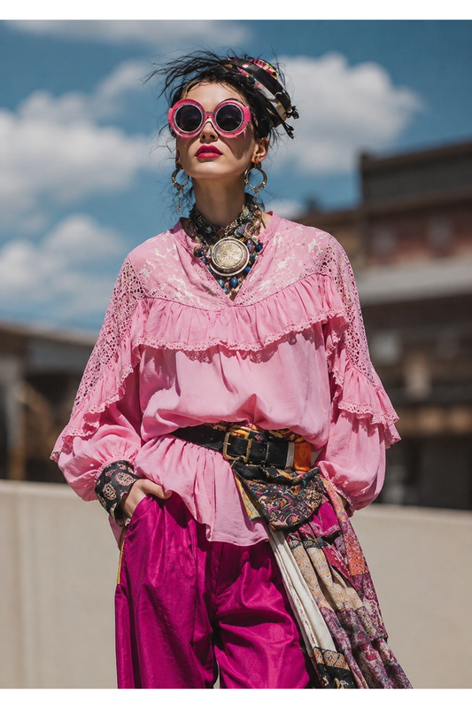 Romantic Lace Blouse – Pink