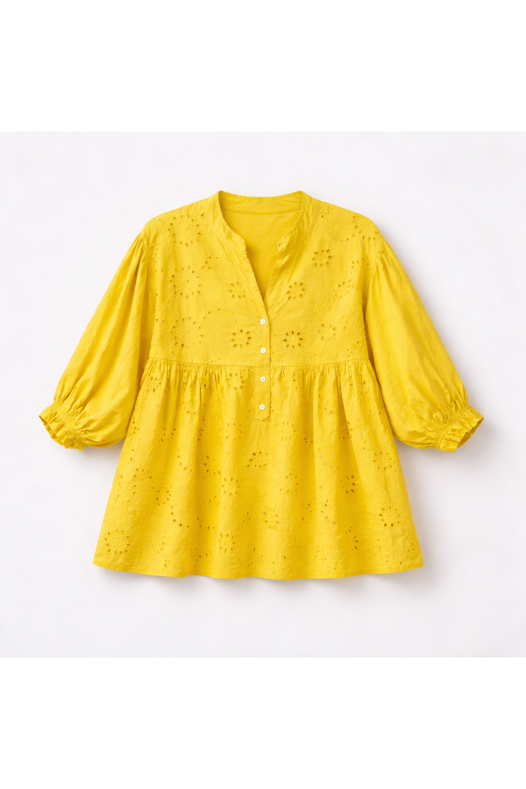 Broderie bloes geel