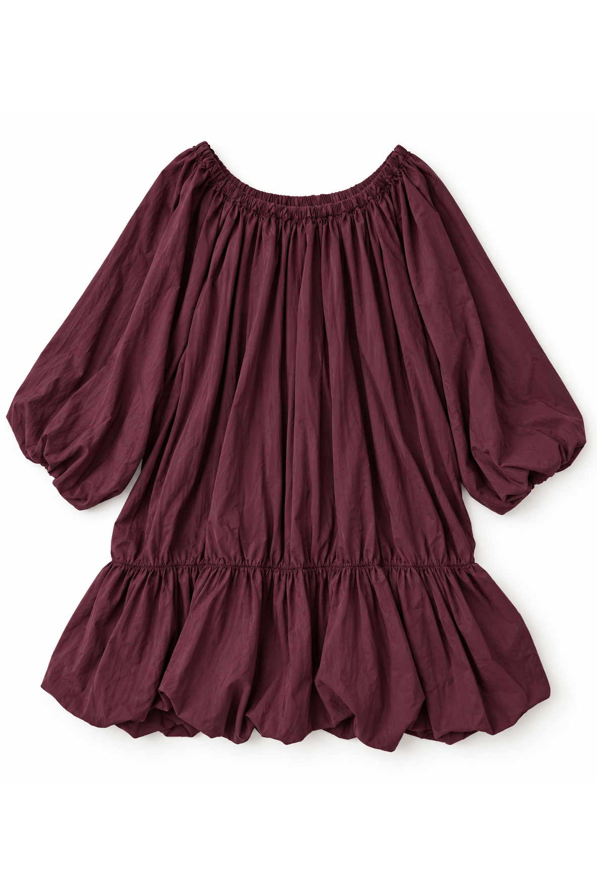 Boho Balloon Dress Bordeaux